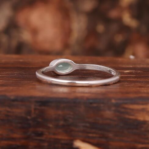 Natural Aqua Chalcedony Oval Ring for Women | 925 Sterling Silver Ring | Handmade Aqua Blue Gemstone Jewelry | Boho Statement Silver Ring | Natural Oval Cut Chalcedony Stone Ring | Artisan Gift Ring for Her | Everyday Fashion Jewelry in Kuwait