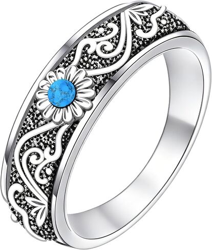 Turquoise Rings for Women Oxidized Vintage Western Rings Turquoise Jewelry Gifts for Mom Mother Wife in Saudi Arabia