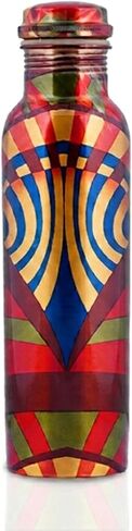 Craft Trade Pack of 2 Pure Copper Bottle with Lid and Carry Bag for Drinking Water BPA Free Leak Proof Boosts Immunity, Supports Digestive & Liver Health, Ayurveda Inspired 34oz - 1 Litre Natural in Kuwait
