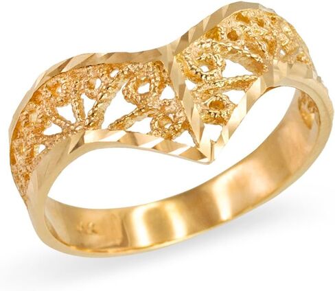 Modern Contemporary Rings Filigree Chevron Ring for Women in Fine 10k Yellow Gold in Saudi Arabia