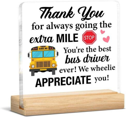 Bus Driver Gifts for Men Women, Thank You Appreciation Gifts for School Bus Driver Clear Acrylic Desk Decorative Sign Decor in Saudi Arabia