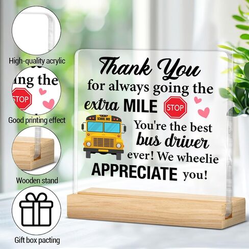 Bus Driver Gifts for Men Women, Thank You Appreciation Gifts for School Bus Driver Clear Acrylic Desk Decorative Sign Decor in Saudi Arabia