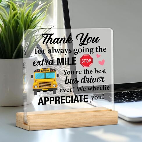 Bus Driver Gifts for Men Women, Thank You Appreciation Gifts for School Bus Driver Clear Acrylic Desk Decorative Sign Decor in Saudi Arabia