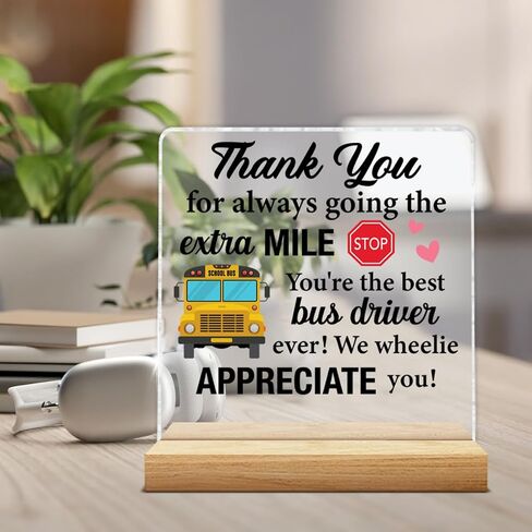 Bus Driver Gifts for Men Women, Thank You Appreciation Gifts for School Bus Driver Clear Acrylic Desk Decorative Sign Decor in Saudi Arabia