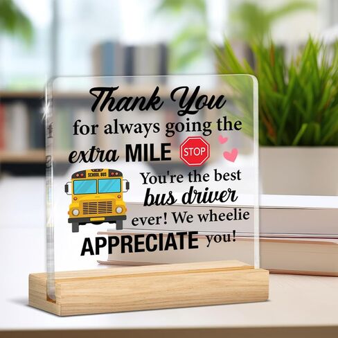 Bus Driver Gifts for Men Women, Thank You Appreciation Gifts for School Bus Driver Clear Acrylic Desk Decorative Sign Decor in Saudi Arabia