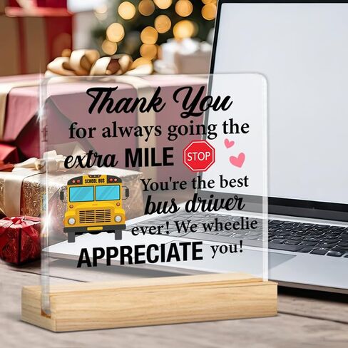 Bus Driver Gifts for Men Women, Thank You Appreciation Gifts for School Bus Driver Clear Acrylic Desk Decorative Sign Decor in Saudi Arabia