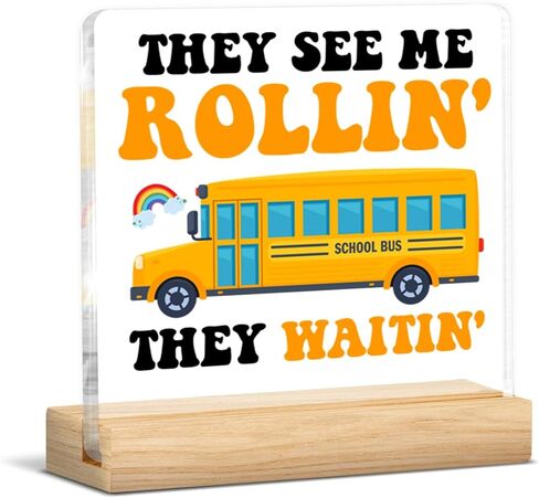 Bus Driver Gifts for Men Women, Thank You Appreciation Gifts for School Bus Driver Clear Acrylic Desk Decorative Sign Decor in Saudi Arabia