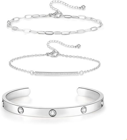 ZHESHY Gold Silver Bracelets for Women Trendy Non Tarnish Dainty 14k Gold Plated Bangle Adjustable Cuff Bracelet Stack Stackable Friendship Bracelets Set Tennis Chain Waterproof Jewelry Gifts in Saudi Arabia