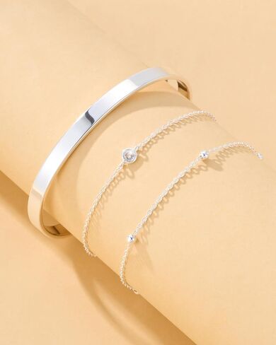 ZHESHY Gold Silver Bracelets for Women Trendy Non Tarnish Dainty 14k Gold Plated Bangle Adjustable Cuff Bracelet Stack Stackable Friendship Bracelets Set Tennis Chain Waterproof Jewelry Gifts in Saudi Arabia