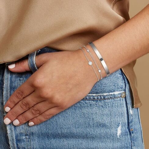 ZHESHY Gold Silver Bracelets for Women Trendy Non Tarnish Dainty 14k Gold Plated Bangle Adjustable Cuff Bracelet Stack Stackable Friendship Bracelets Set Tennis Chain Waterproof Jewelry Gifts in Saudi Arabia