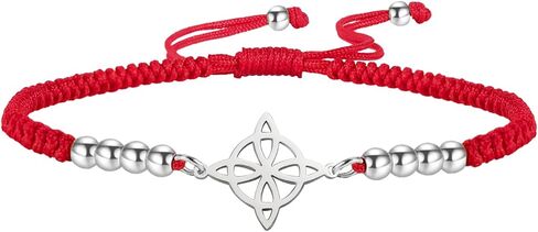 kkjoy Witches Knot Adjustable Braided Rope Bracelet Stainless Steel Celtic Triangle Knot Wiccan Symbol Bracelet Magic Knot Witchcraft Amulet for Women Charming Ladies in Saudi Arabia
