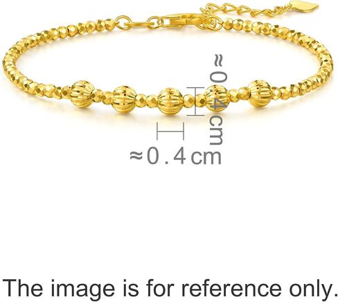 CHOW SANG SANG 999 24K Gold Essence السعر حسب الوزن 3.36 جرام خرز ذهبي، سوار سلسلة خرز للنساء 93853B | 7 بوصات، (18 سم) in Kuwait
