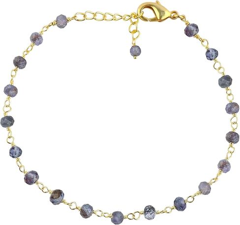 Natural Gemstones Bracelet, Healing Crystals, Microfaceted Beads Rosary Chain, Hypoallergenic Gold Plated Jewelry for Women, Handmade Bohemian Bracelet, 7+1inch in Saudi Arabia