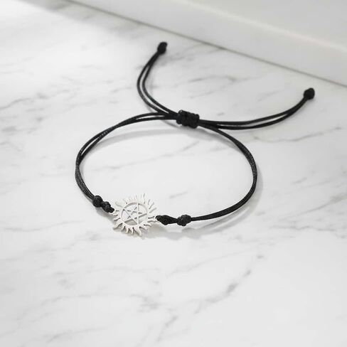 3Pack of Set Stainless Steel Natural Dean’s Inspired Anti-possession Symbol Bracelet Set for Men Women,Dean Winchester Pentagram Sun Link Bracelets Cosplay Jewelry in Saudi Arabia