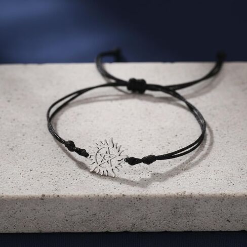 3Pack of Set Stainless Steel Natural Dean’s Inspired Anti-possession Symbol Bracelet Set for Men Women,Dean Winchester Pentagram Sun Link Bracelets Cosplay Jewelry in Saudi Arabia