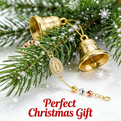 14K Gold Plated Catholic Crucifix Rosary Bracelet for Women | Virgin Mary Jesus Cross Charm Link Chain | Dainty Religious Gift for Confirmation, Baptism, First Communion & Easter in Saudi Arabia