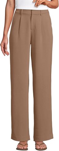 Lands' End Women's Crepe High Rise Pleated Wide Leg Pants in Saudi Arabia