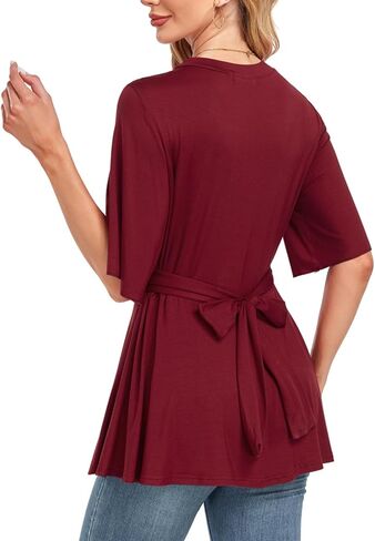 MINTLIMIT Womens Peplum Tops 2025 V Neck Ruffle Short Sleeve Tie Back Elegant Blouse Dressy Casual Work Shirts in Kuwait