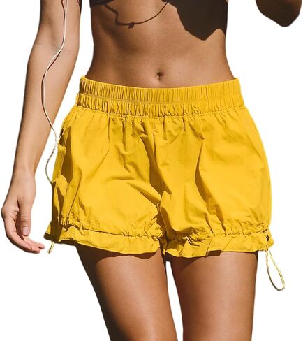SeeLuNa Athletic Shorts for Women Durable Elastic Mid Rise Drawcord hems Pants Water Proof Nylon Pleated Short with Pockets in Saudi Arabia