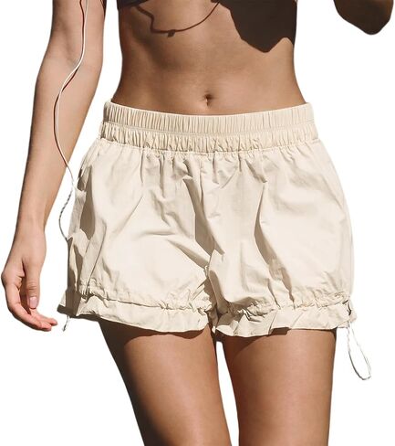 SeeLuNa Athletic Shorts for Women Durable Elastic Mid Rise Drawcord hems Pants Water Proof Nylon Pleated Short with Pockets in Saudi Arabia