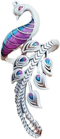 Enamel Phoenix Ring for Women Vintage Phoenix Wrapped Ring Silver Blue Purple Phoenixs Ring Animal Open Band Finger Rings Elegant Colorful Jewelry in Saudi Arabia