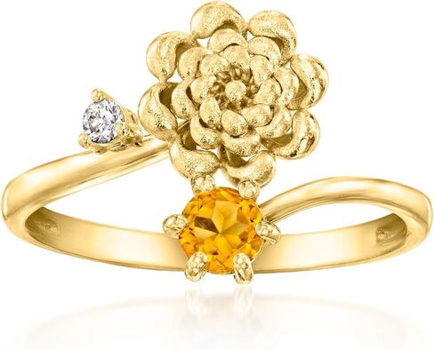 Ross-Simons Chrysanthemum Flower/November Birthstone Ring With .10 Carat Citrine and Single Lab-Grown Diamond in 18kt Gold Over Sterling in Saudi Arabia