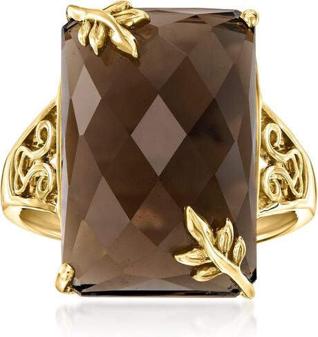 Ross-Simons 12.00 Carat Smoky Quartz Leaf Ring in 18kt Gold Over Sterling in Saudi Arabia
