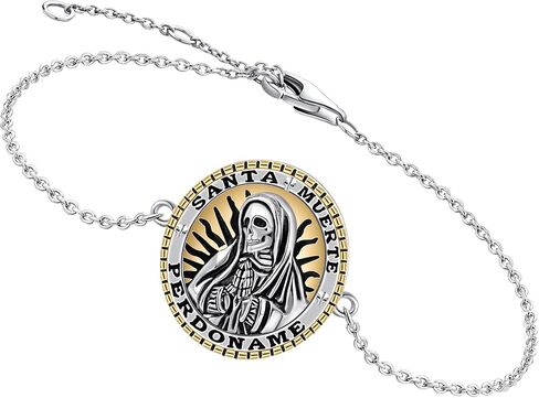 Santa Muerte Bracelet 18k Gold Plated Lattd Santa Muerte Bracelets Death Skull Charm Jewelry For Women Female Gifts in Saudi Arabia