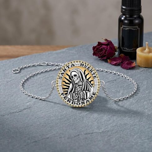 Santa Muerte Bracelet 18k Gold Plated Lattd Santa Muerte Bracelets Death Skull Charm Jewelry For Women Female Gifts in Saudi Arabia