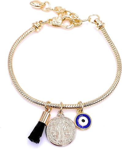 LESLIE BOULES St. Benedict Bracelet for Women Evil Eye Charm & Genuine Azabache Stone in Kuwait