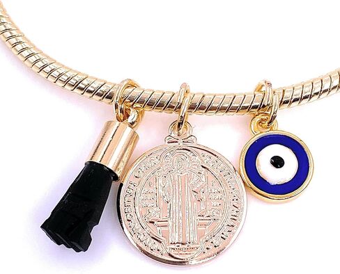 LESLIE BOULES St. Benedict Bracelet for Women Evil Eye Charm & Genuine Azabache Stone in Kuwait