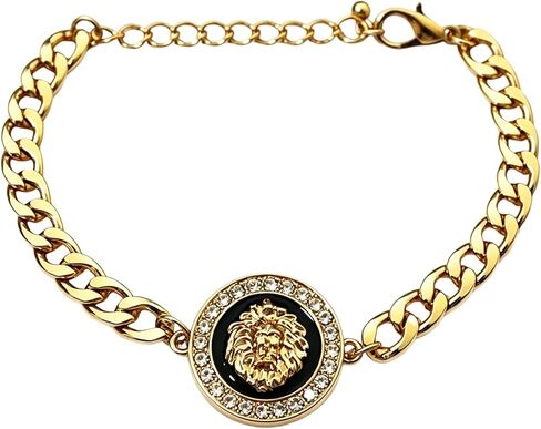 Sparkling Crystal Lion Enamel Bracelet for Women Unique Animal Adjustable Size Link Chain Charm Jewelry in Saudi Arabia