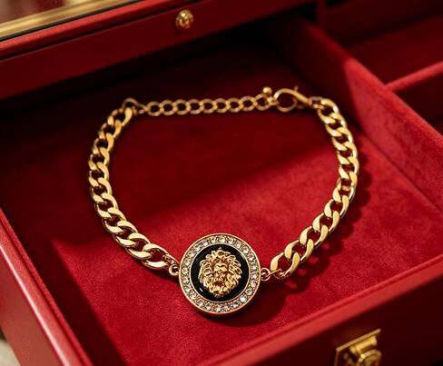 Sparkling Crystal Lion Enamel Bracelet for Women Unique Animal Adjustable Size Link Chain Charm Jewelry in Saudi Arabia