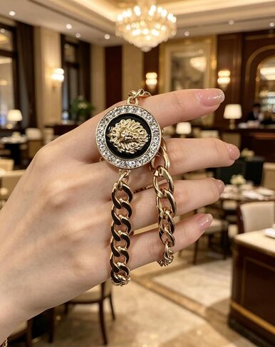 Sparkling Crystal Lion Enamel Bracelet for Women Unique Animal Adjustable Size Link Chain Charm Jewelry in Saudi Arabia