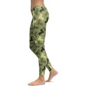 Dachshund Camo Animal Print Leggings for Women - Mid Waisted, Stretchy Pants Leggings for Workout & Exercise in Saudi Arabia
