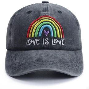 Love is Love Rainbow Hat for Men Women, Funny Adjustable Cotton Embroidered LGBT Gay Pride Baseball Cap in Saudi Arabia