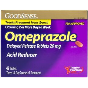 GoodSense Omeprazole Delayed Release Tablets 20 mg, Cool Mint, Acid Reducer, Treats Frequent Heartburn, 42 Count in Saudi Arabia