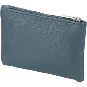 Full Grain Leather Coin Purse, Small Coin Purse with Zipper Portable Card Holder, 5in & Black & PU Leather -Fitting for (Change Purse Credit Card Key Keychain Pouch Wallet) in Saudi Arabia