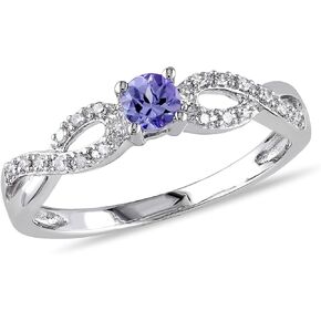 1/6 Carat (ctw) Tanzanite Infinity Ring in Sterling Silver with Accent Diamonds in Saudi Arabia