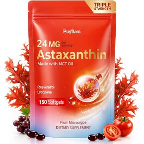 Astaxanthin 24mg with Resveratrol & Lycopene, 3-in-1 Liposome Antioxidant Complex with MCT Oil for Skin, Eye, Heart, Immune & Healthy Aging Support | Non-GMO, Gluten Free,No Soy-150 Softgels in Saudi Arabia