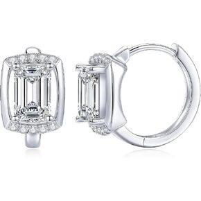 1CT Emerald Moissanite Hoop Earrings, D Color 5x7mm Emerald Cut Moissanite, 14K Gold Filled Small Hoop Earrings Sparkling Jewelry for Women Wife Mom Anniversary Birthday Gifts in Saudi Arabia