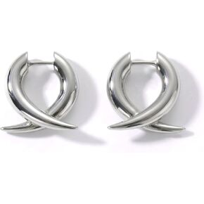 Premium Quality | Platinum Electroplated Spike | Horn Hoop Earrings For Women | 925 Sterling Silver Post | Edgy and Elegant | Pump Up The Gem | US Brand | in Saudi Arabia
