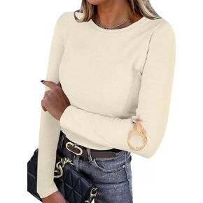 IWOLLENCE Women's Long Sleeve Thermal Shirts Crewneck Fleece Undershirt Plain Base Layer Tops Cold Weather Underwear in Saudi Arabia