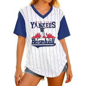 Baseball Shirt Women Baseball Mom Tshirt Striped Game Day Sports Fan Jersey Shirts V Neck Baseball Team Graphic Tee Tops in Saudi Arabia