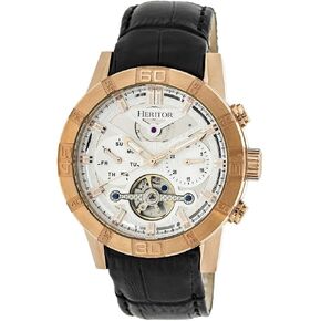 HERITOR Hannibal Automatic Watch for Men – 44mm Men’s Semi-Skeleton Watch with Jeweled Automatic Movement, 316L Stainless Steel Case, Sapphire-Coated Mineral Crystal, Leather Strap (HERHR4101) in Saudi Arabia