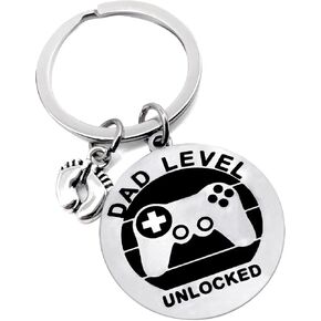 GJD Dad Levels Unlocked Keychain, Gamer Birthday Gift for Dad, Silver in Saudi Arabia