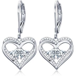 Birthday Gifts for Women Hypoallergenic Double Heart Birthstone Dangle Leverback Earrings Fashion Jewelry Anniversary Wedding Gifts for Sister Wife Daughter Girlfriend Sister Her in Saudi Arabia