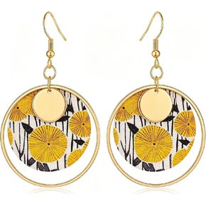 Boho Floral Hoop Earrings for Women, 14K Gold Hypoallergenic Handmade Dangle Earrings, Disc Flower Wedding Jewelry Gift in Saudi Arabia