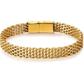 Bracelets for Men-Stainless Steel Magnetic Clasp Franco Chain Mens Bracelet in Kuwait