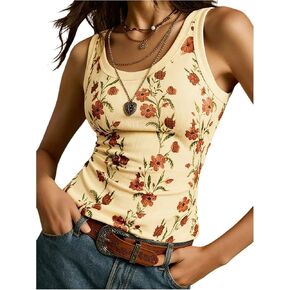 RoseSeek Women's Floral Crop Tank Tops Crewneck Sleeveless Vintage Boho Summer Going Out Tops Vacation Outfits in Saudi Arabia